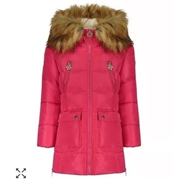 New DKNY Big Girls Long Puffer Jacket Fuschia size 16 - Picture 2 of 15